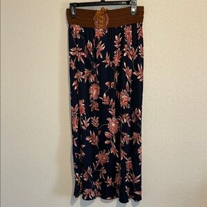 Blue and Tan Maxi Skirt for Resort Wear